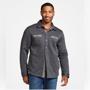 LL Bean heathered charcoal gray knit fleece jacket Shacket XL snap front